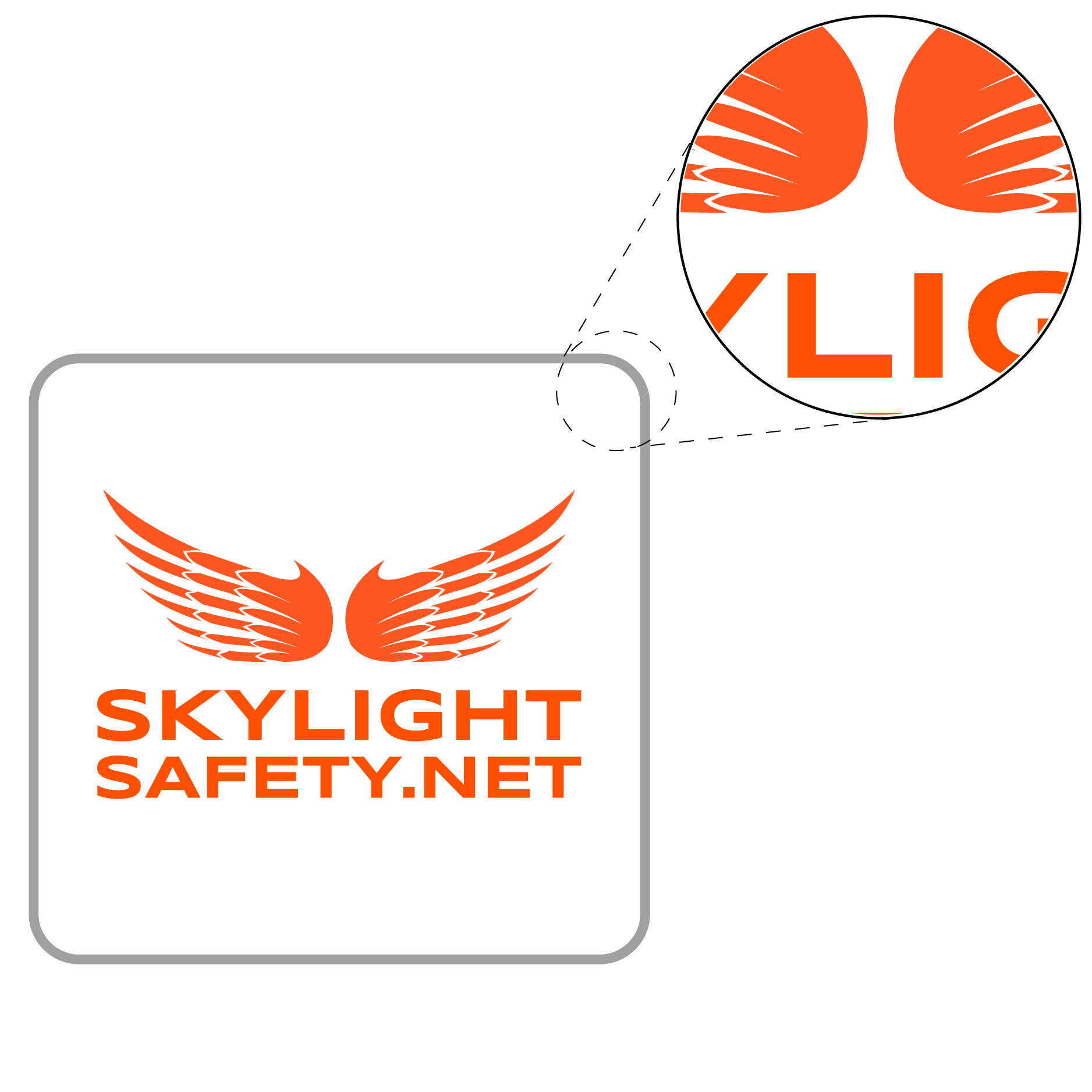 Demonstration of the same logo rebuilt as clean vector artwork with smooth edges and a transparent background, magnified to show a crisp curve.
