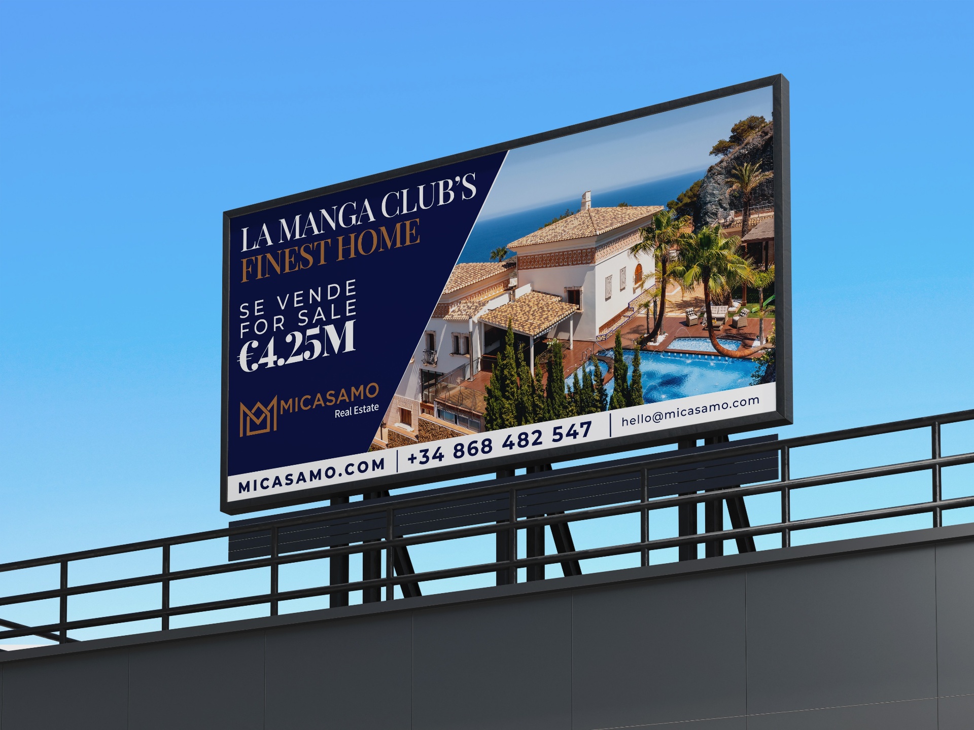 Luxury real estate billboard design for La Manga Club property sale